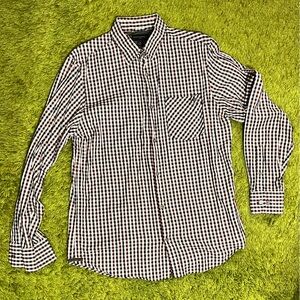 Banana Republic Maroon and White Plaid Shirt